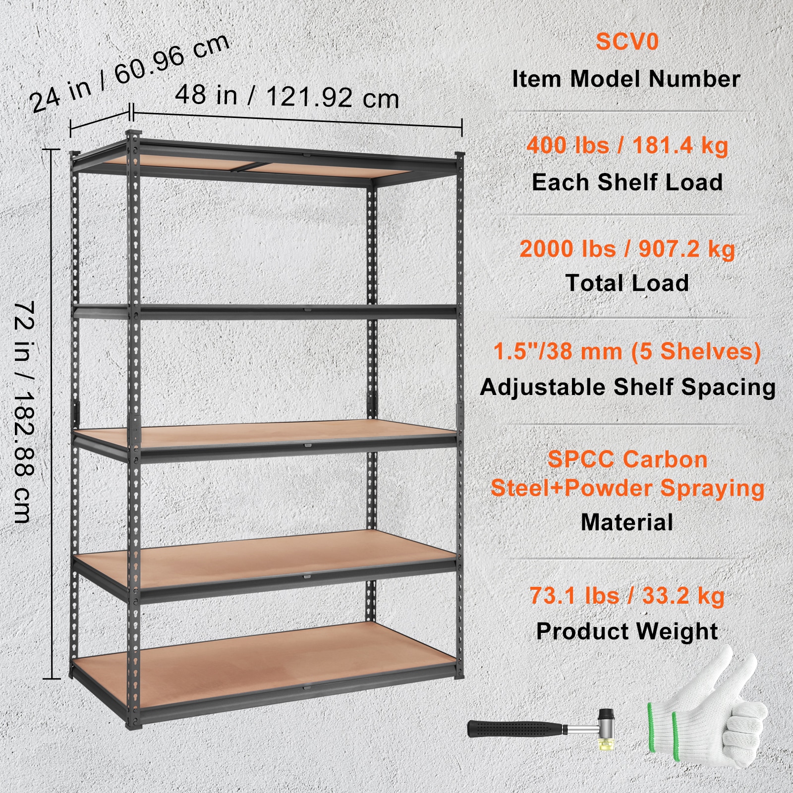 Heavy Duty Metal Storage Shelving Unit 5 Tier Adjustable Rack Black_voghion.com